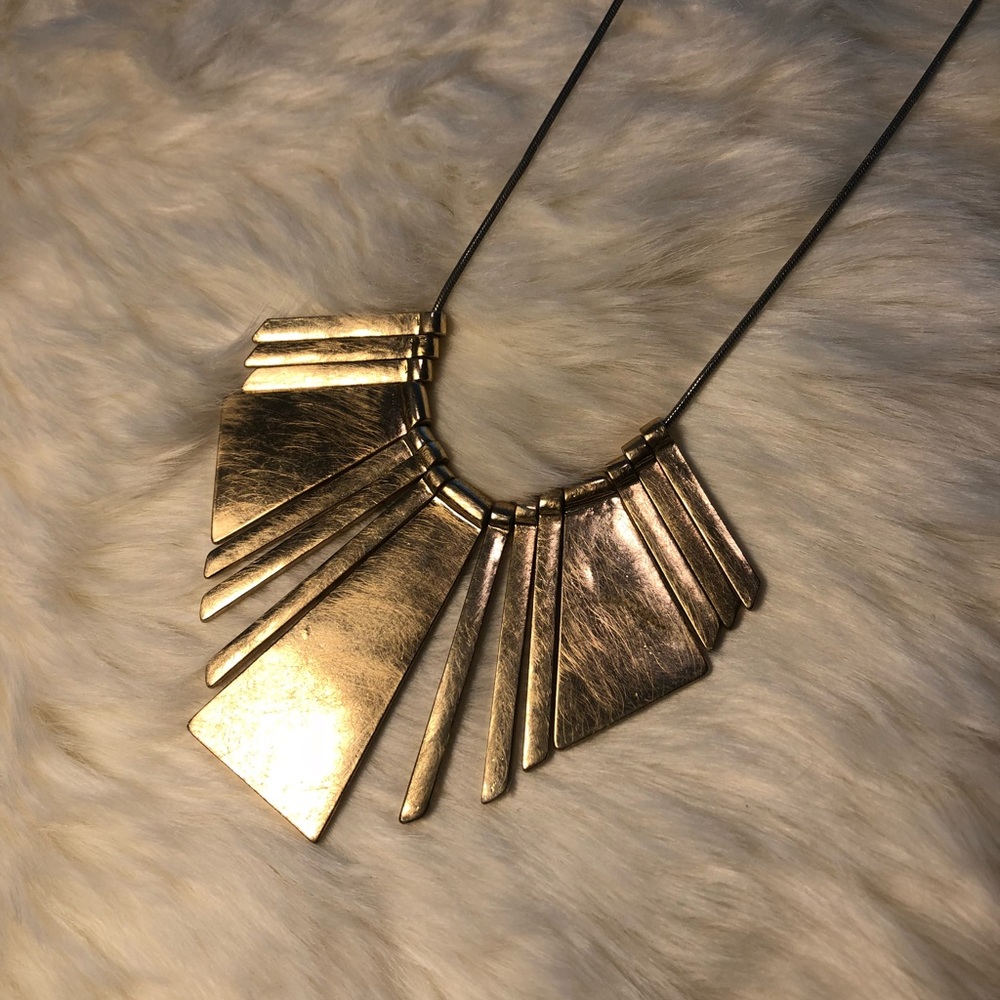 Gold metal plate necklace